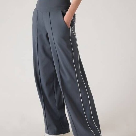 Athleta Venice Wide Leg Sporty/Track Pants - Trendy Gray w/ white stripe size M - Picture 4 of 10